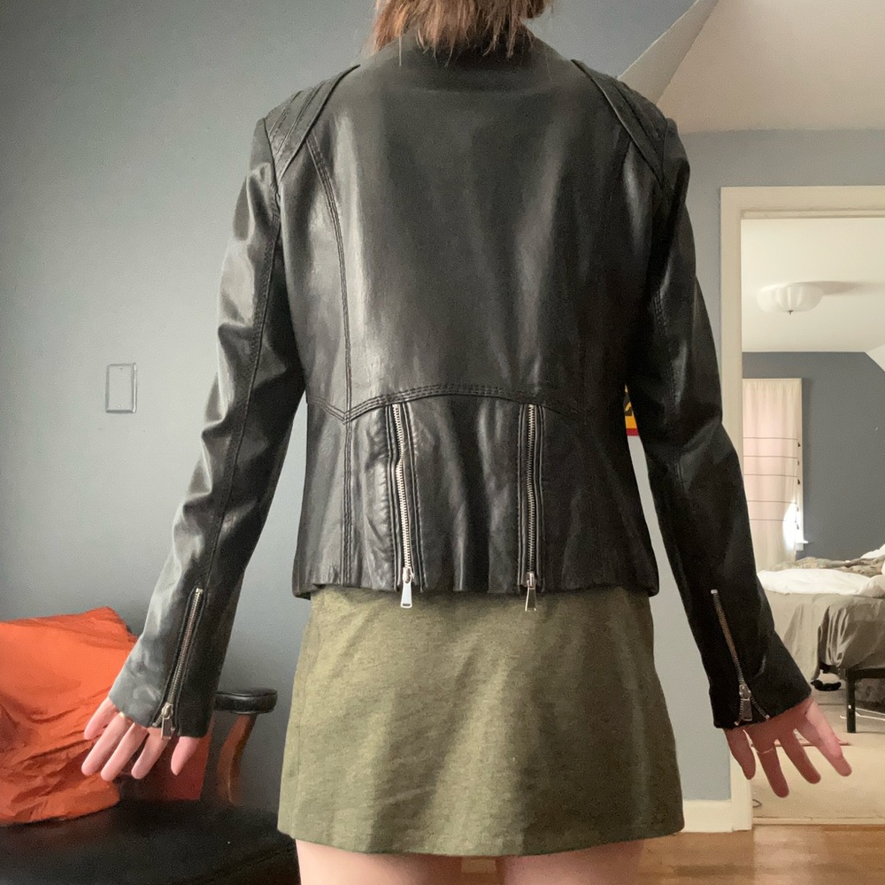 Vintage Neiman Marcus Genuine Leather Biker Jacket Coat Medium - Picture 4 of 10